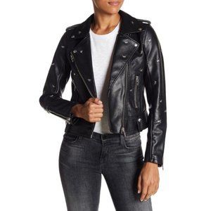 Blank NYC Dragonfly Stud Moto Faux Leather Jacket